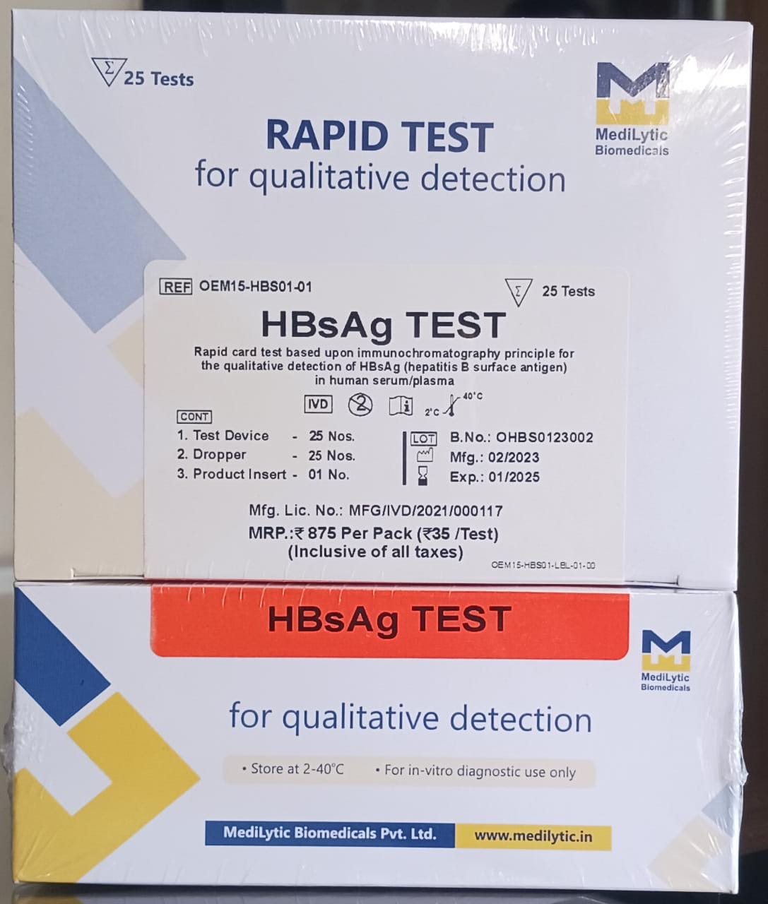 HBsAG TEST PACKING 10 TEST