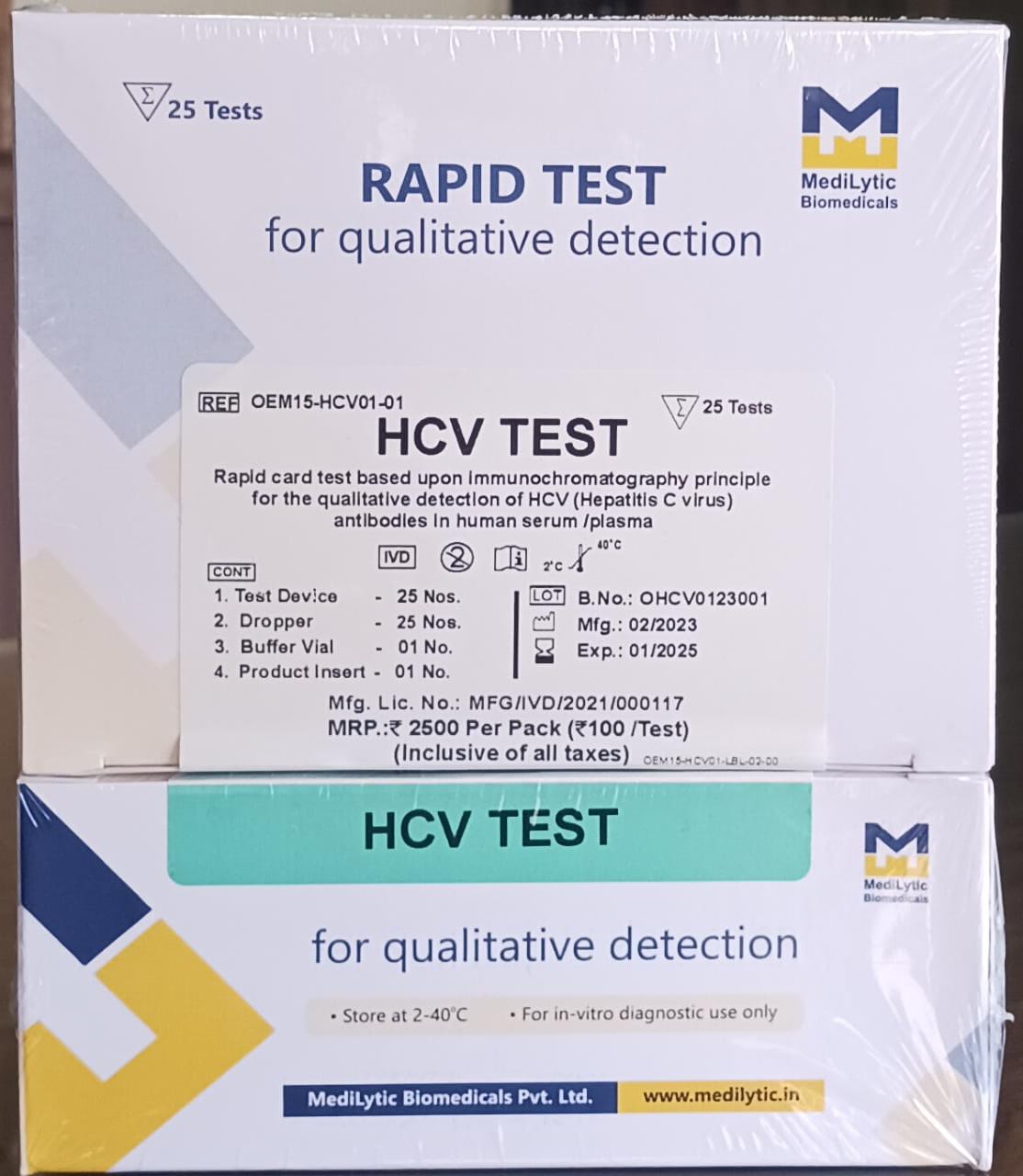 HCV Test 25 TEST PACK